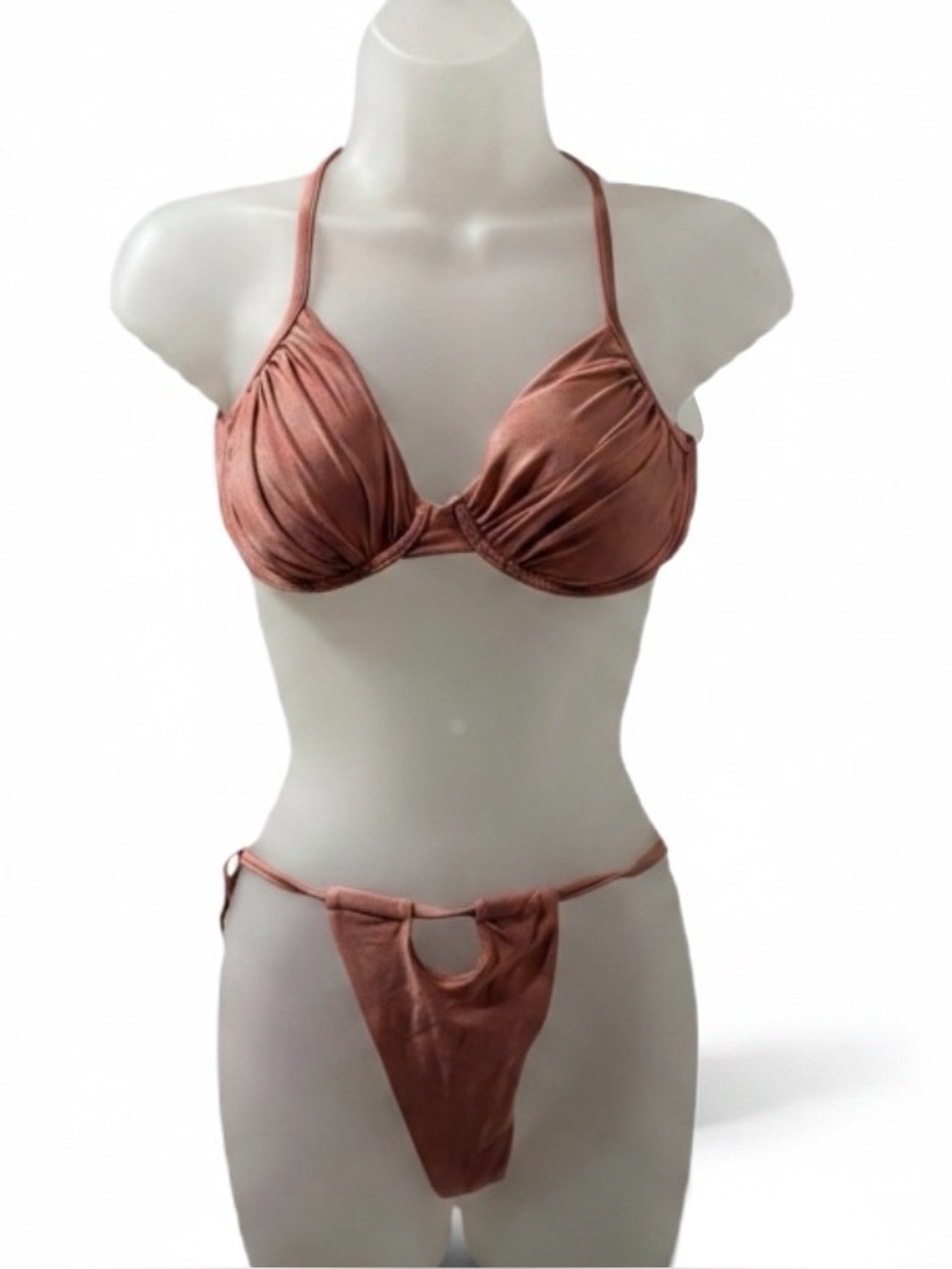 Unbranded Metallic Bronze Push Up String Thong Bikini Large